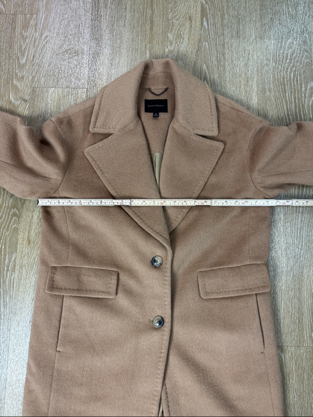 Banana Republic Sunday Coat Classic Camel Wool Alpaca Button Up Peacoat Top Coat - Picture 6 of 9